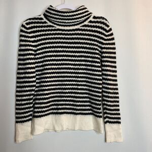 Banana Republic Italian Filpucci Wool Alpaca Black White Striped Sweater Size S